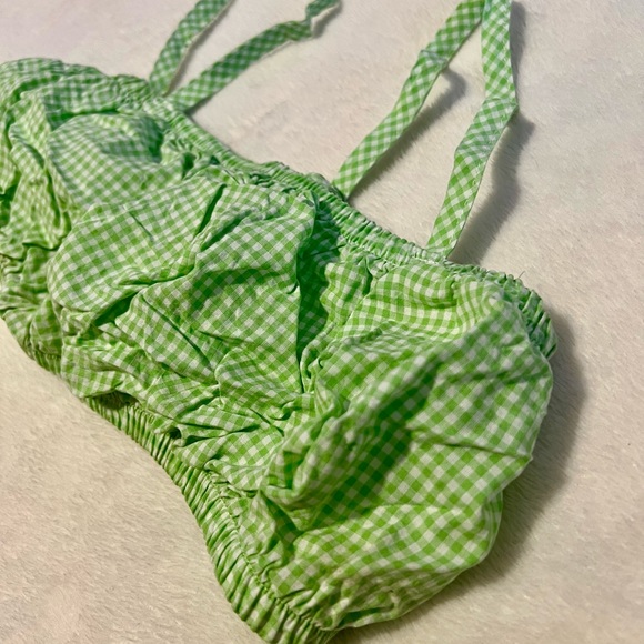 Green White Checkered Crop Top - Picture 3 of 5